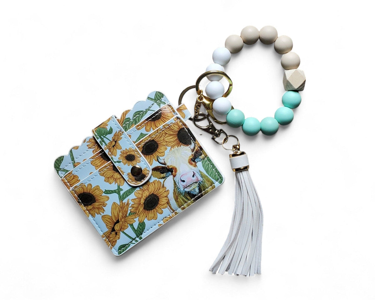 Blue Sunflowers Wristlet & Wallet WRISTLET WITH WALLET Harder Ridge   