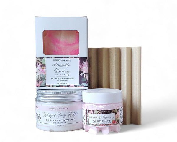 Honeysuckle Strawberry Skin Care Gift Set bundle Hickory Ridge Soap Co.   
