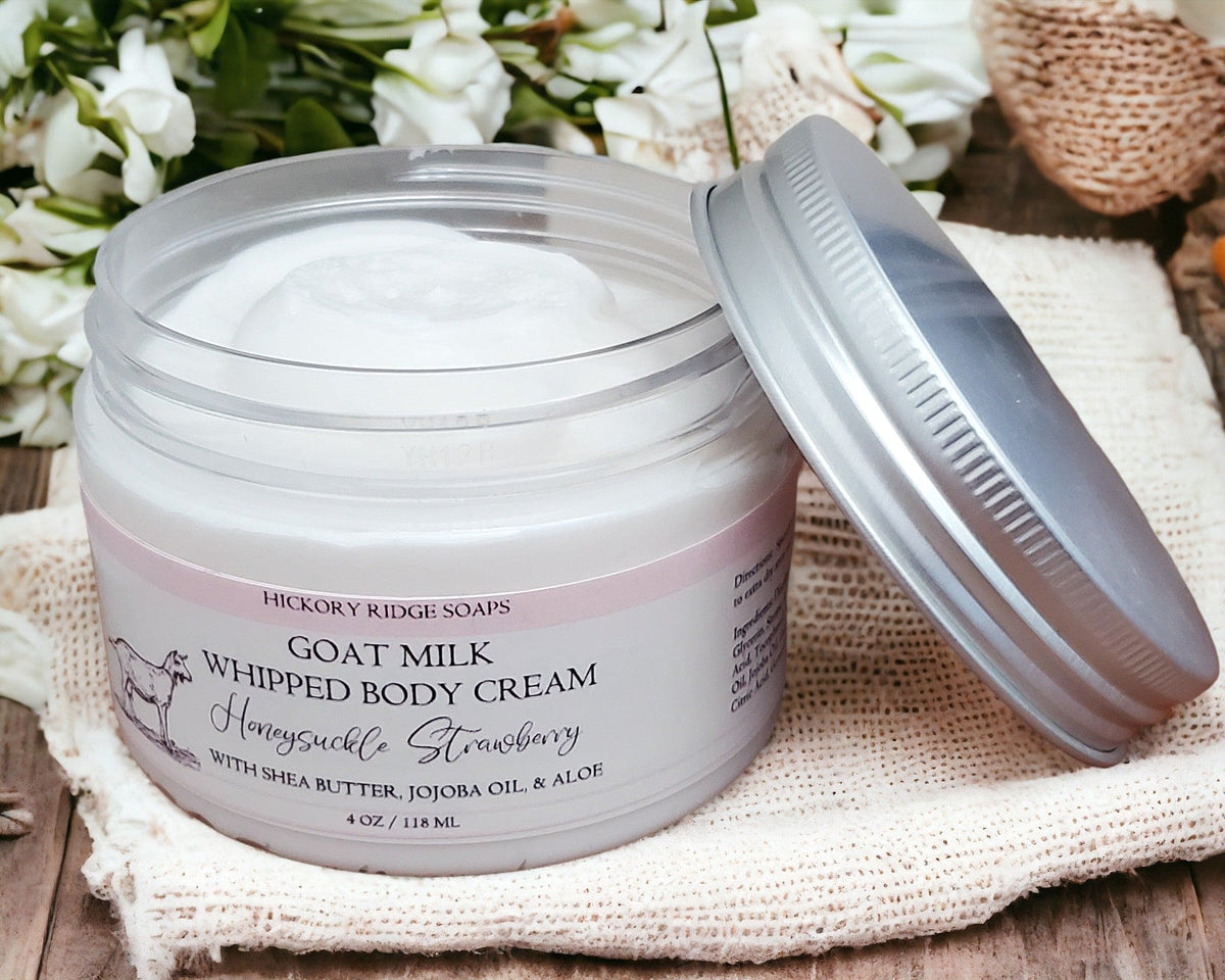 Honeysuckle Strawberry Goat Milk Whipped Body Cream cream lotion Hickory Ridge Soap Co.   